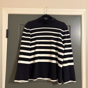 COS Navy & White Striped Mockneck Cotton Sweater Size S